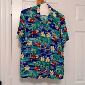 Tropical print short sleeve shirt